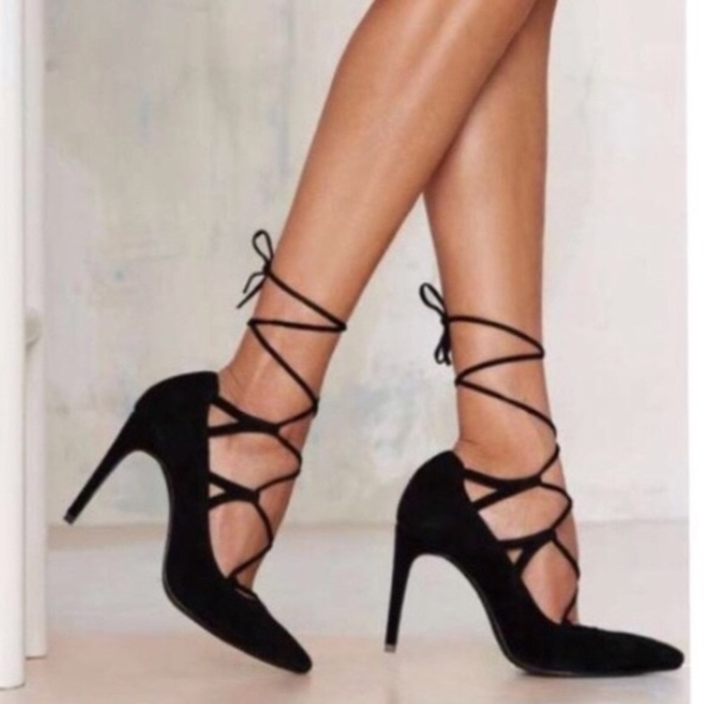 Jeffery Campbell Brielle Lace up black heels sz10